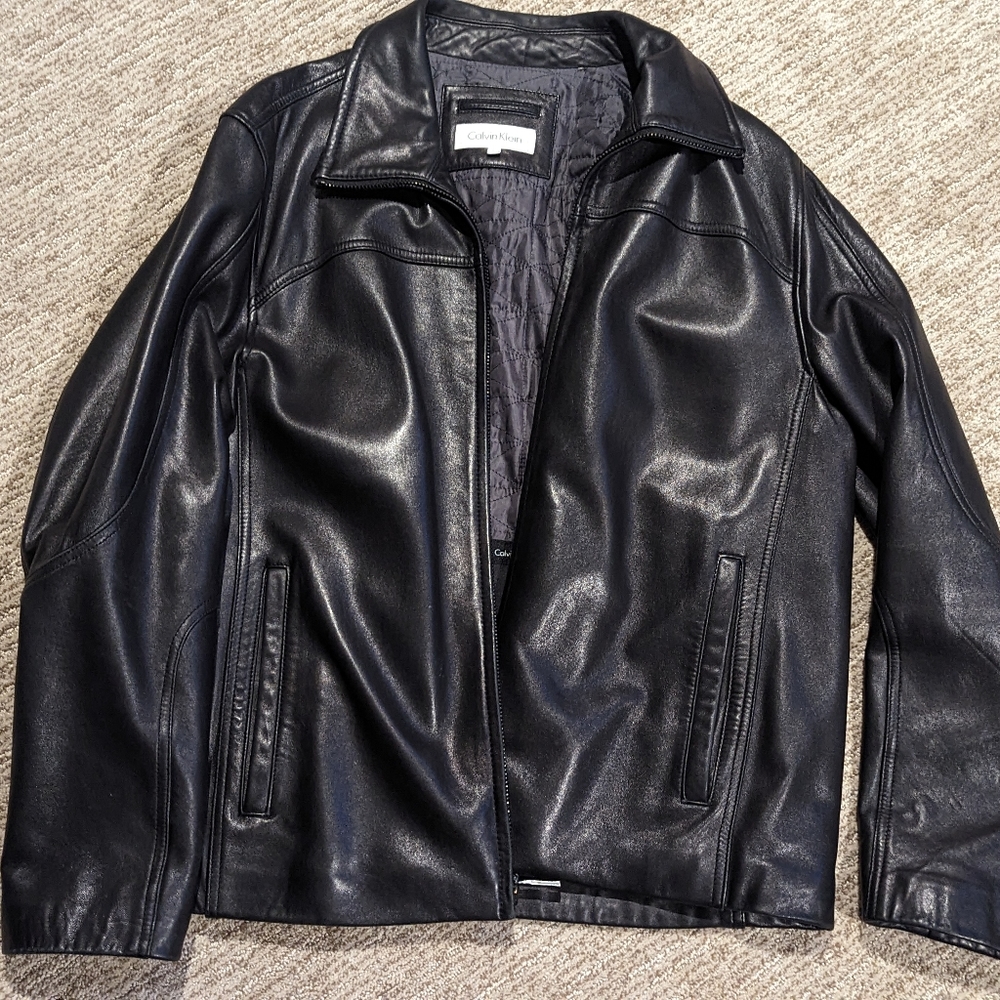 Vintage men's black leather coat